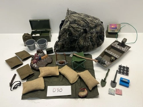 Vintage Accessories GI Joe/Ultimate Soldier Lot D20 Campsite Diorama Tent Boat