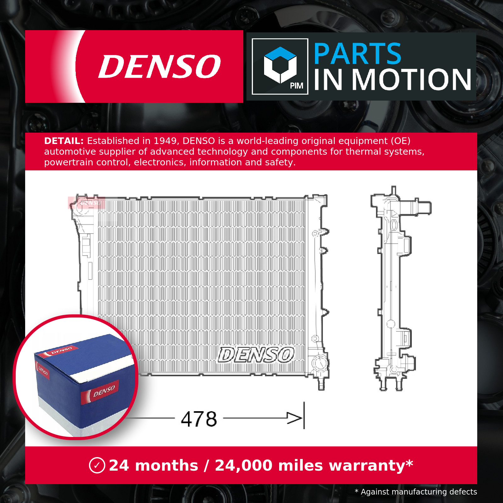 Radiator fits FIAT PANDA 1.3D 2014 on Denso 51934156 51939067 Quality Guaranteed