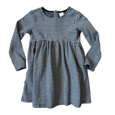Hanna Andersson Girls Gingham Check Thick Cotton Knit Dress Size 8