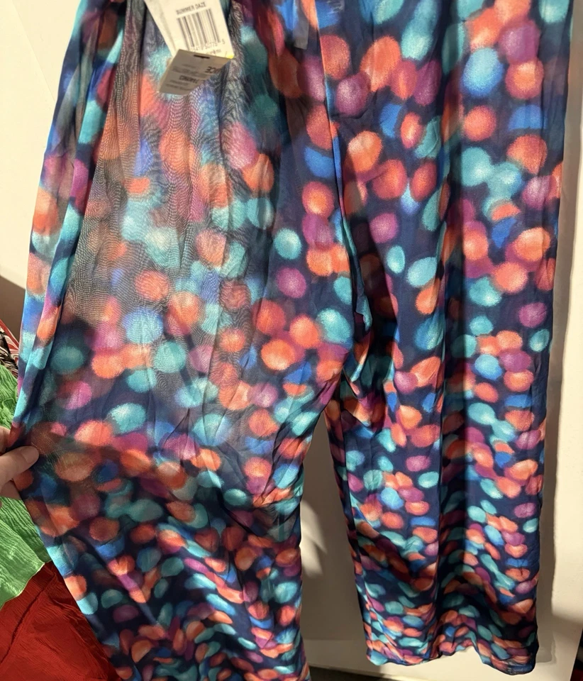 Pantalones para mujer Bar III pequeños a lunares pierna ancha de gasa transparente para nadar nuevos con etiquetas Foto 2 de 2