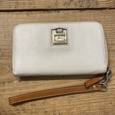 Dooney Bourke Women's Zip-Around Wristlet Wallet w/ Strap, White Brown