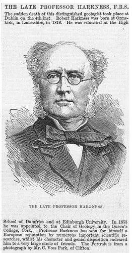 Professor Robert Harkness British Geologist - Antique Print 1878
