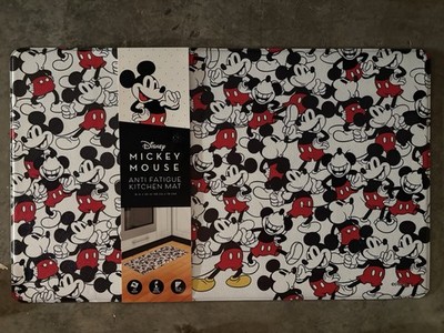 Disney Mickey Mouse Anti-Fatigue Cushioned Padded Kitchen Mat 18x30 Black White