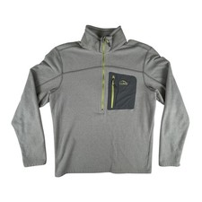 LL Bean Pullover Sweater Mens Medium Gray Fleece Quarter Zip Outdoor Hiking