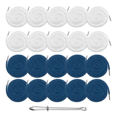 20pcs Drawstring Cords 51'' Replacement Drawstring with Threader, White+Dark Blue