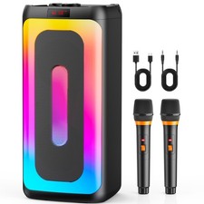 JYX Bluetooth Speaker With 2 Mics, TWS Pairing, RGB LED, Portable Karaoke System