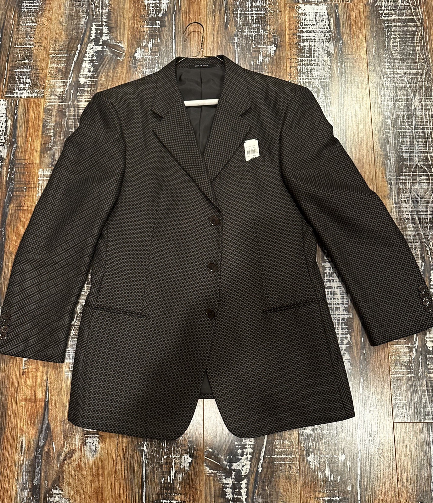 $1,500 Armani Collezioni Dk Brown Raised Texture Silk Wool Blend Blazer 44R Coat