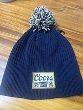 New Coors Banquet Beanie Hat Navy Blue With Pom