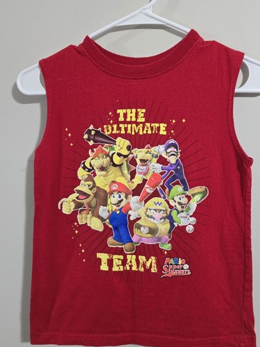 Y2K Mario Super Sluggers Baseball Tank Top Super Mario Bros Cut Tag Youth 6/7 - Picture 3 of 15