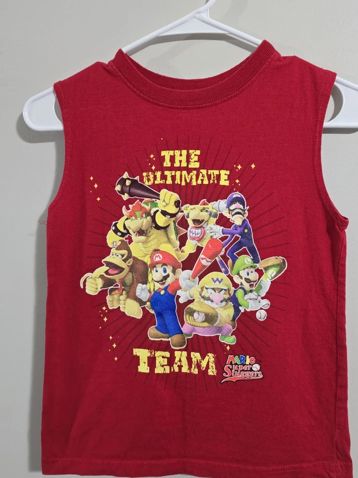 Camiseta sin mangas de béisbol Y2K Mario Super Sluggers Super Mario Bros etiqueta de corte juvenil 6/7 Foto 3 de 4