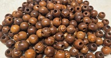 200 NEW Vintage 1970s Round Honey Brown Wooden Beads NOS 6.3 mm Hole