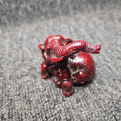 Elephant Handcrafted Red Resin Figurine Bull Elephant
