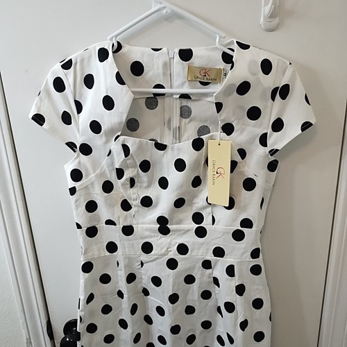Grace Karin Women's Dress Size M White And Black Polka Dot NWT - Picture 2 of 7