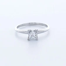 0.75ct Natural Diamond E/SI1 Princess Cut Platinum Prong Classic Solitaire Ring