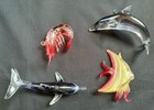 Glass & Plastic Sea Life Hanging Ornaments Dolphin Fish Shrimp Lot Of 4 — photo 1