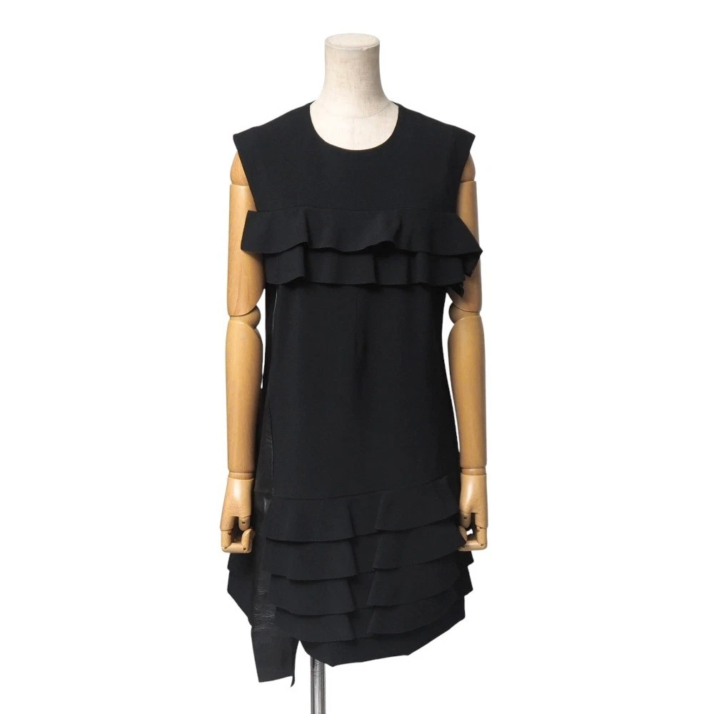 chinese dress ladies Louis Vuitton Black Silk & Leather Ric Rac Dress FR 34