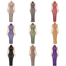 Rhinestones Evening Dress Skirt Stretchy Comfortable Fabric Sleeveless Dress