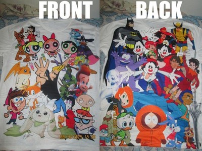Custom Fox Kids/Cartoon Network/Disney/Nickelodeon Cartoon Collage T Shirt