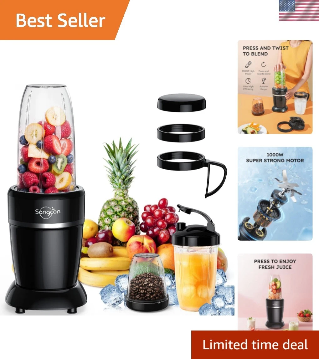 1000W Smoothie Blender for Kitchen, Blenders for Smoothies with 3 Cups 2 Spou...