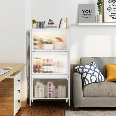 HOMEGARDENHARMONY Metal Bathroom 2/3 Tier Storage Cabinet Freestanding Cabinet Living Room Cabinet