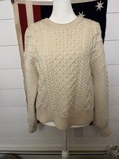 Irelands Eye Sweater Womens Large Virgin Wool Cable Knit Fisherman Dublin