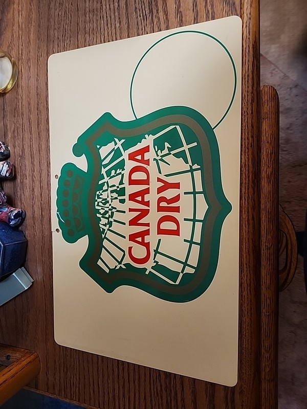 Vintage-- Canada Dry Ginger Ale  Plastic Sign 17"w x 10"tall