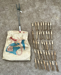 Champion Stay Open Clothespin Pin Bag w/ Hook, 69 Capacity, Wood Pins