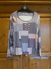 Women's Round Neck Top, Long Sleeve, Size 14, Multi-Color Afibel
