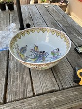 Vintage Chinese Porcelain Famille Rose Large Bowl. 14.25 Wide. 6.5 Tall No