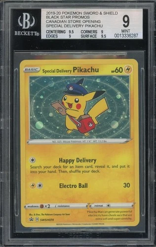 2019 Pokemon Special Delivery Pikachu Canadian Store Opening BSP #SWSH074 BGS 9