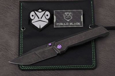 Poikilo Blade Salvator Framelock Black Titanium Folding M398 Knife BSLVTRS2