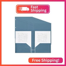 Yeaqee 50 Pcs Plastic Folders with Pockets Bulk 3 Hole Punched 2 Pocket File Fol