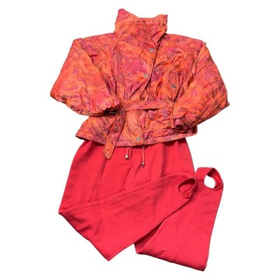 Vintage Colmar Retro Ski Suit One Piece 90s Abstracct Orange Womens Large