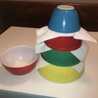 Vtg PYREX Primary Colors Nesting Bowl Set of 4. Bowls 401,402,403,404 EXTRA 402