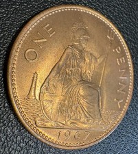 1967 ONE PENNY COIN - QUEEN ELIZABETH II - LAST MINTED Very Clean Free delivery 
