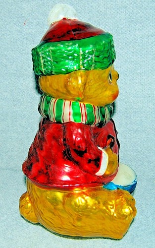 VINTAGE RARO LG VETRO MERCURIO ORSACCHIOTTO VACANZA ALBERO DI NATALE TOPPER LAMPADA 14" - Foto 3 di 6