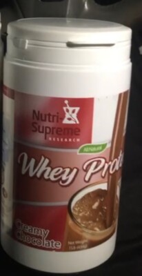 Delicious Whey protein powder.  Creamy chocolate, will build your strength 