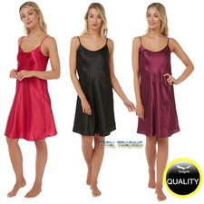 Ladies Slips Womens Silky Satin Chemise Nightdress Nighty Nightshirt Nightie 