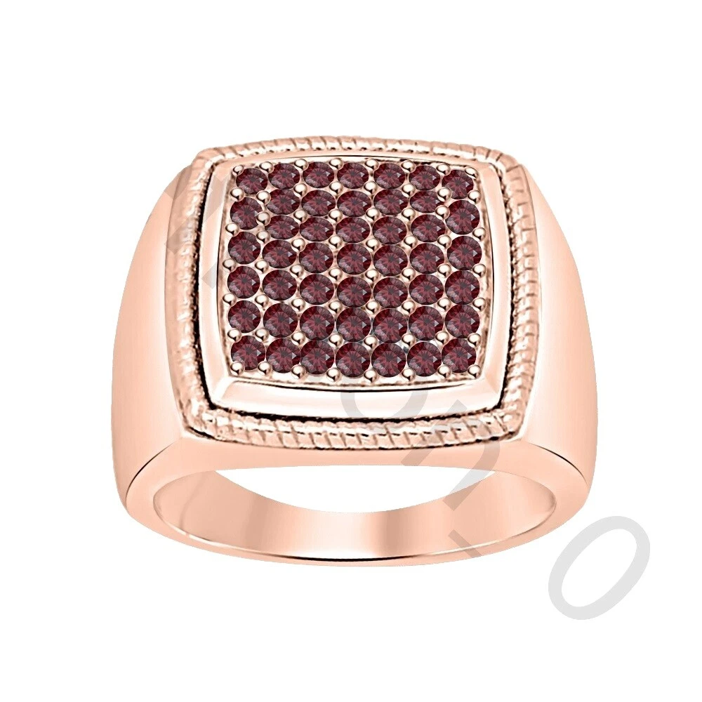 Anillos De Oro Rosa Granate 14k para Hombre