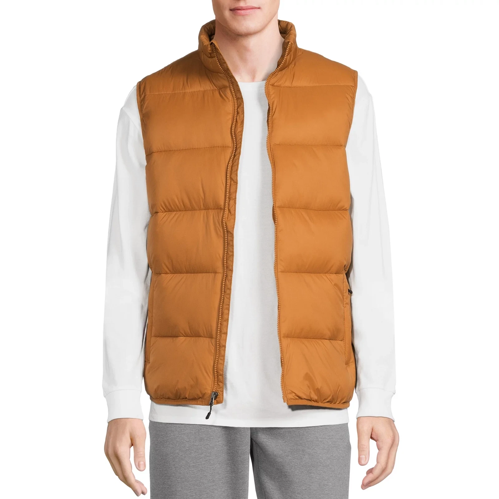 Swiss Tech Mens Puffer Vest Performance Gear Size S,M, L, XL, 2XL, 3XL Brown Zip