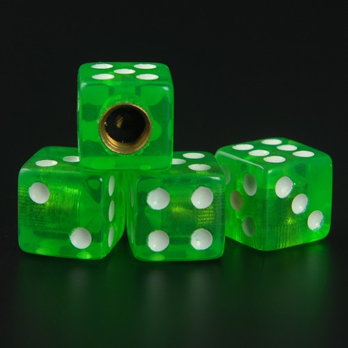 Transparent Green Dice Wheel Valve Stem Tire Cap For Truck /Car/Bike Dust Cover - Picture 2 of 7