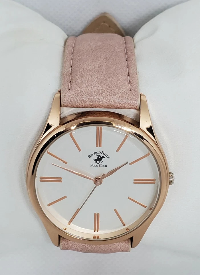 Reloj de mujer Beverly Hills Polo minimalista tono oro rosa correa de cuero E1 Foto 4 de 4
