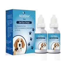 NOVEHA Pet Gel Eye Drops with 0.3% Viscoadaptive Hyaluronan | Eye Solution fo...