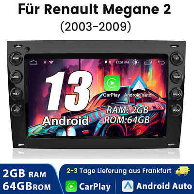 Carplay Für Renault Megane 2 02-2009 Android 13 Autoradio GPS NAVI BT DAB+ 2+64G
