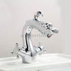 Chrome Dragon Shaped Bathroom Sink Faucet Double Cross Handles Basin Mixer Taps