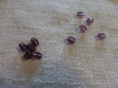 Lot De 150 Perles Cristal De Bohême Violet Améthyste - Olive Facetté - Vintage