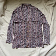 Missoni Multicolor Zig Zag Cardigan Sweater Women's Size 50