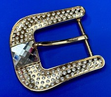 Huge Oversized Silver Tone Cowgirls Rhinestone Covered Flower Swirl Belt Buckle