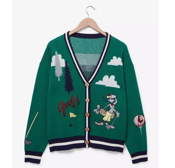 GOOFY CREATION ウールニット Disney Goofy Golf Cardigan Small Green Knit Embroidered Sweater
