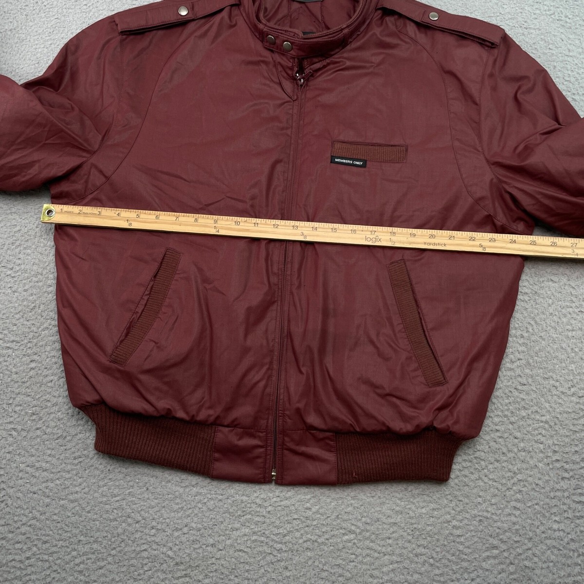 Vintage Members Only Bomber Jacket Men 44 Maroon Quilted Racer 